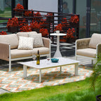 Minimalist Aluminum Alloy Outdoor Table - Scratch-Resistant Sintered Stone Top Outdoor Coffee Table For Outdoor Lumendat