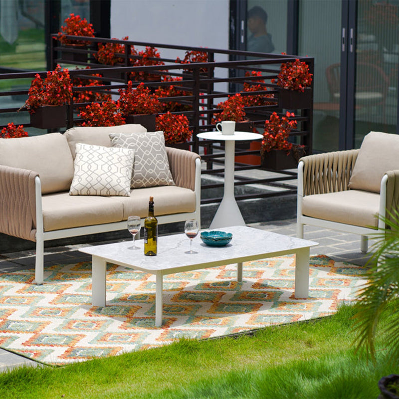 Minimalist Aluminum Alloy Outdoor Table - Scratch-Resistant Sintered Stone Top Outdoor Coffee Table For Outdoor Lumendat