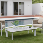 Minimalist Aluminum Alloy Outdoor Table - Scratch-Resistant Sintered Stone Top Outdoor Coffee Table For Outdoor Lumendat