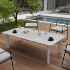 Minimalist Aluminum Alloy Outdoor Table - Scratch-Resistant Sintered Stone Top Outdoor Coffee Table For Outdoor Lumendat