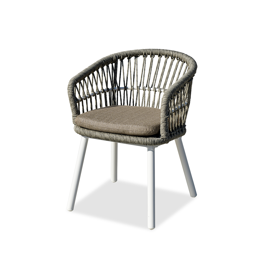 Contemporary Outdoor Lounge Chair - Comfortable Rope Weave Dining Chair For Outdoor Patio Lumendat