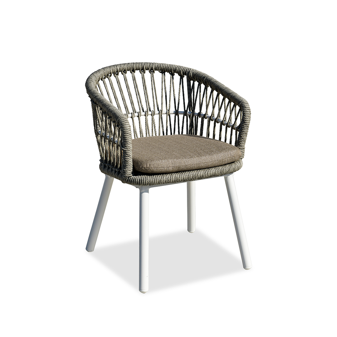 Contemporary Outdoor Lounge Chair - Comfortable Rope Weave Dining Chair For Outdoor Patio Lumendat