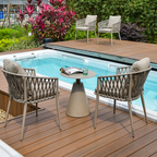Contemporary Outdoor Lounge Chair - Comfortable Rope Weave Dining Chair For Outdoor Patio Lumendat