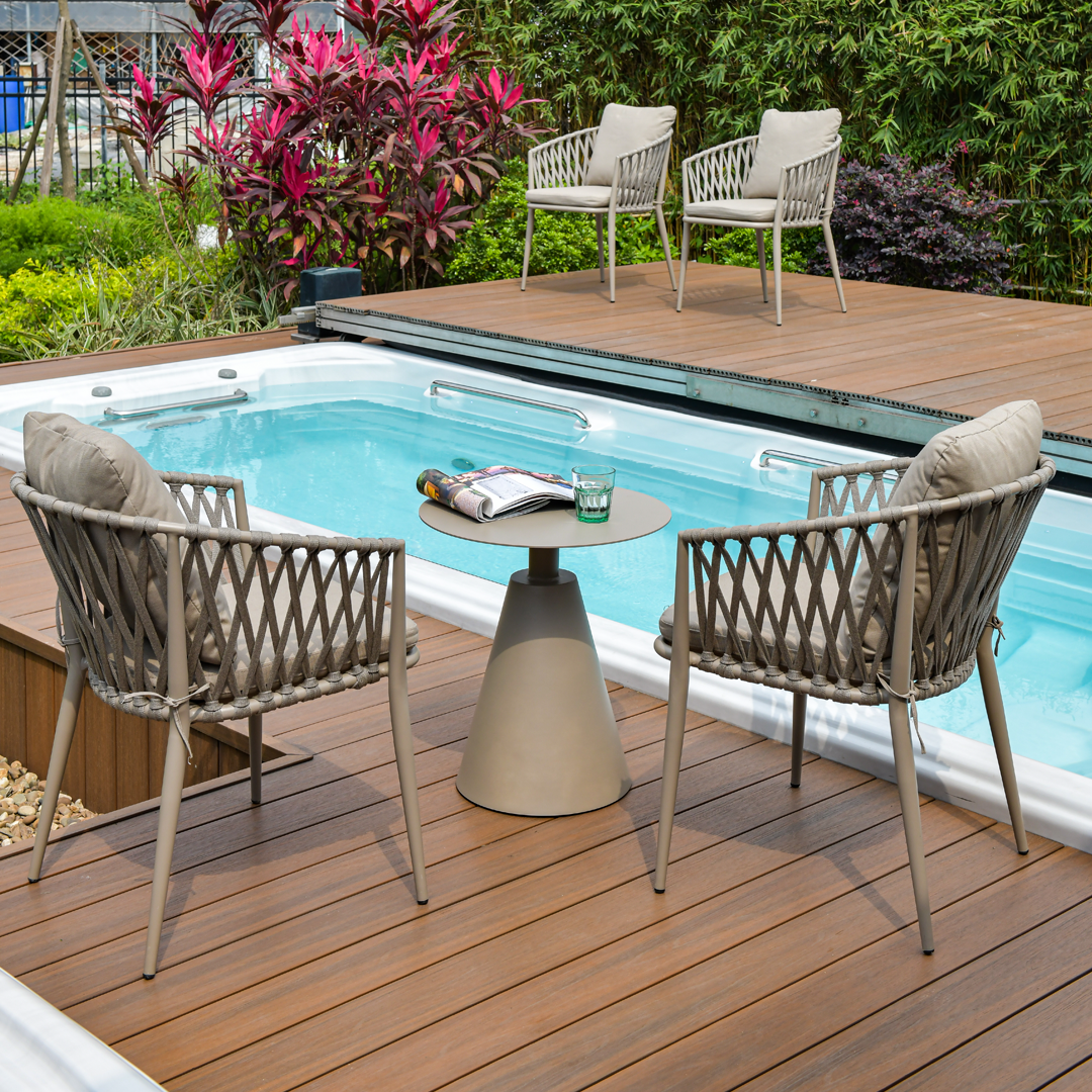 Contemporary Outdoor Lounge Chair - Comfortable Rope Weave Dining Chair For Outdoor Patio Lumendat