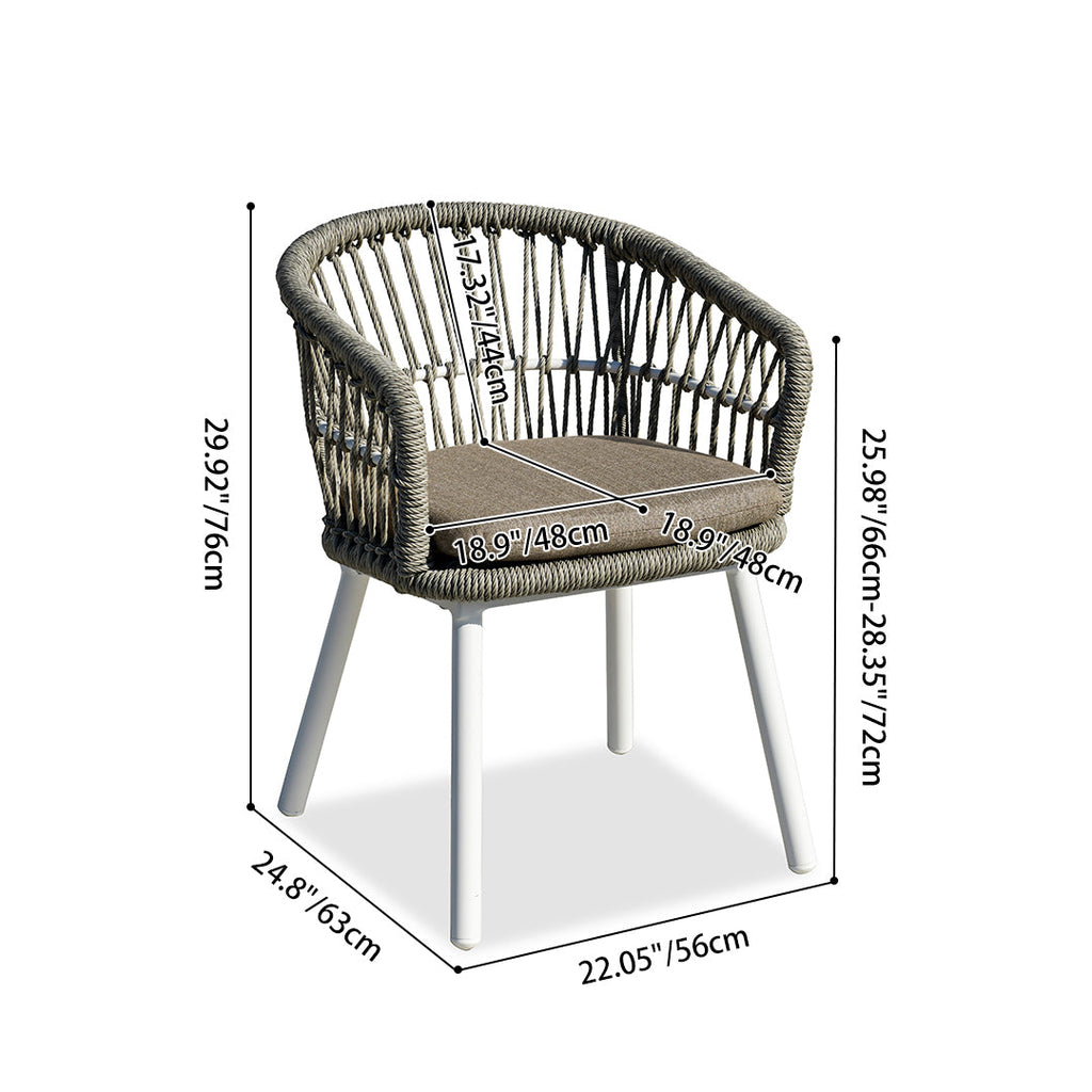 Contemporary Outdoor Lounge Chair - Comfortable Rope Weave Dining Chair For Outdoor Patio Lumendat