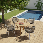 Contemporary Outdoor Lounge Chair - Comfortable Rope Weave Dining Chair For Outdoor Patio Lumendat