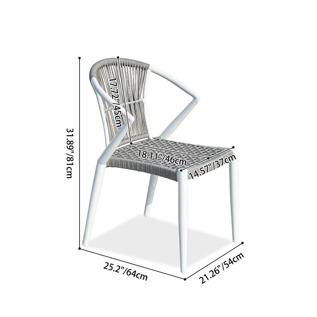 Contemporary Outdoor Dining Chair - PE Rattan Woven Aluminum Armchair For Garden Lumendat