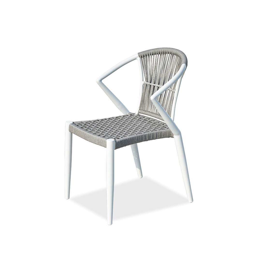 Contemporary Outdoor Dining Chair - PE Rattan Woven Aluminum Armchair For Garden Lumendat