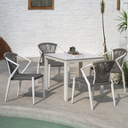 Contemporary Outdoor Dining Chair - PE Rattan Woven Aluminum Armchair For Garden Lumendat