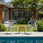 Contemporary Outdoor Dining Chair - PE Rattan Woven Aluminum Armchair For Garden Lumendat