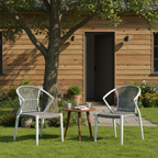 Contemporary Outdoor Dining Chair - PE Rattan Woven Aluminum Armchair For Garden Lumendat