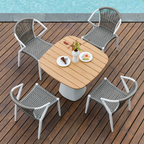 Contemporary Outdoor Dining Chair - PE Rattan Woven Aluminum Armchair For Garden Lumendat