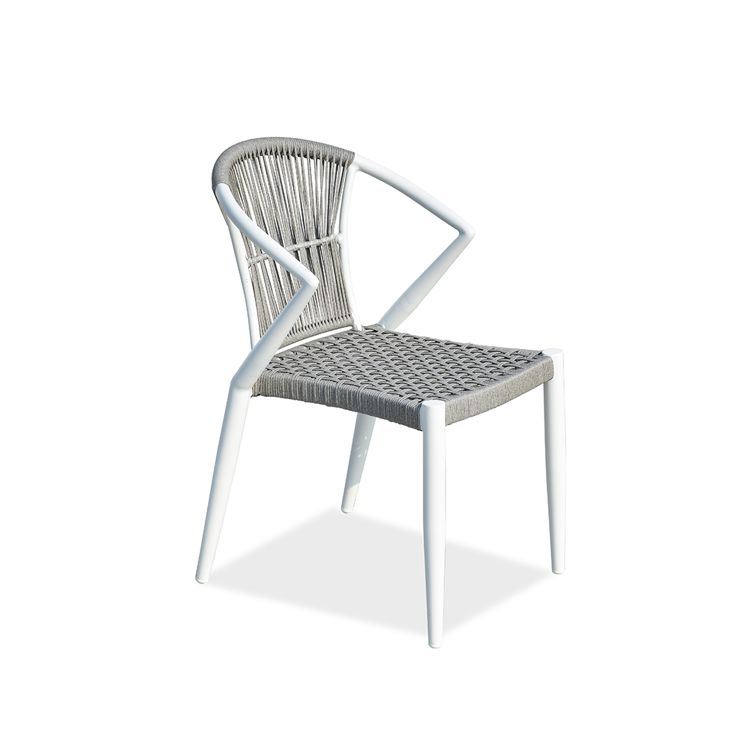 Contemporary Outdoor Dining Chair - PE Rattan Woven Aluminum Armchair For Garden Lumendat