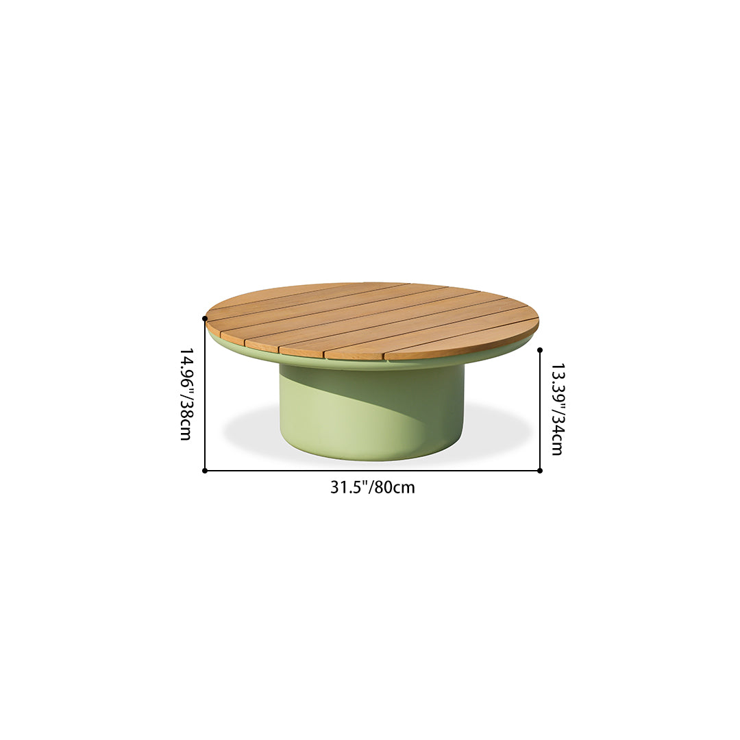 Traditional Solid Teak Wood Top Outdoor Coffee Table - Aluminum Outdoor Table For Outdoor Patio Lumendat