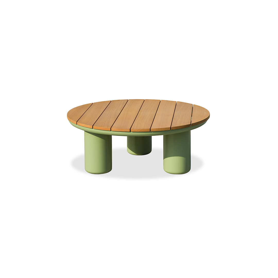 Traditional Solid Teak Wood Top Outdoor Coffee Table - Aluminum Outdoor Table For Outdoor Patio Lumendat