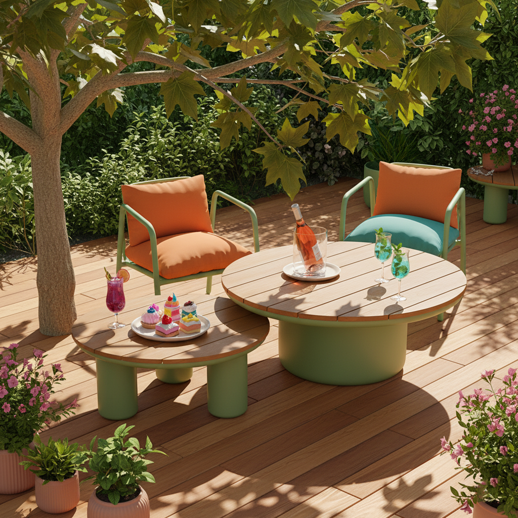 Traditional Solid Teak Wood Top Outdoor Coffee Table - Aluminum Outdoor Table For Outdoor Patio Lumendat