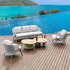 Traditional Solid Teak Wood Top Outdoor Coffee Table - Aluminum Outdoor Table For Outdoor Patio Lumendat