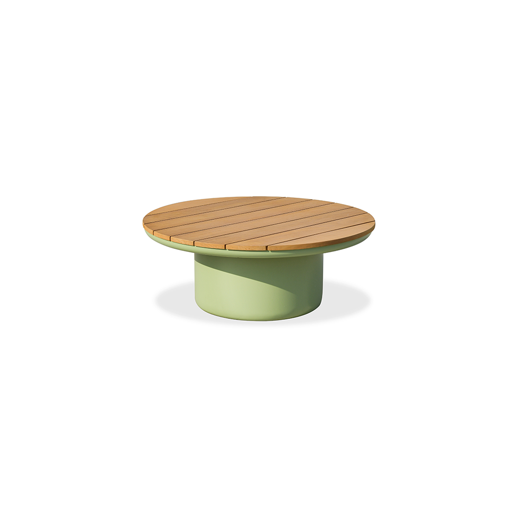 Traditional Solid Teak Wood Top Outdoor Coffee Table - Aluminum Outdoor Table For Outdoor Patio Lumendat
