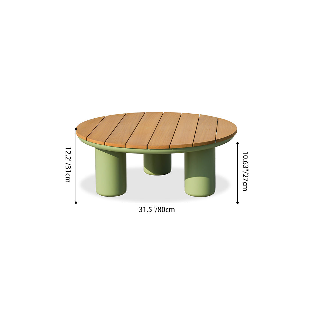 Traditional Solid Teak Wood Top Outdoor Coffee Table - Aluminum Outdoor Table For Outdoor Patio Lumendat