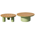 Traditional Solid Teak Wood Top Outdoor Coffee Table - Aluminum Outdoor Table For Outdoor Patio Lumendat