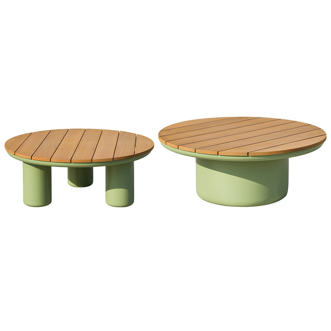 Traditional Solid Teak Wood Top Outdoor Coffee Table - Aluminum Outdoor Table For Outdoor Patio Lumendat