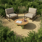 Traditional Solid Teak Wood Top Outdoor Coffee Table - Aluminum Outdoor Table For Outdoor Patio Lumendat