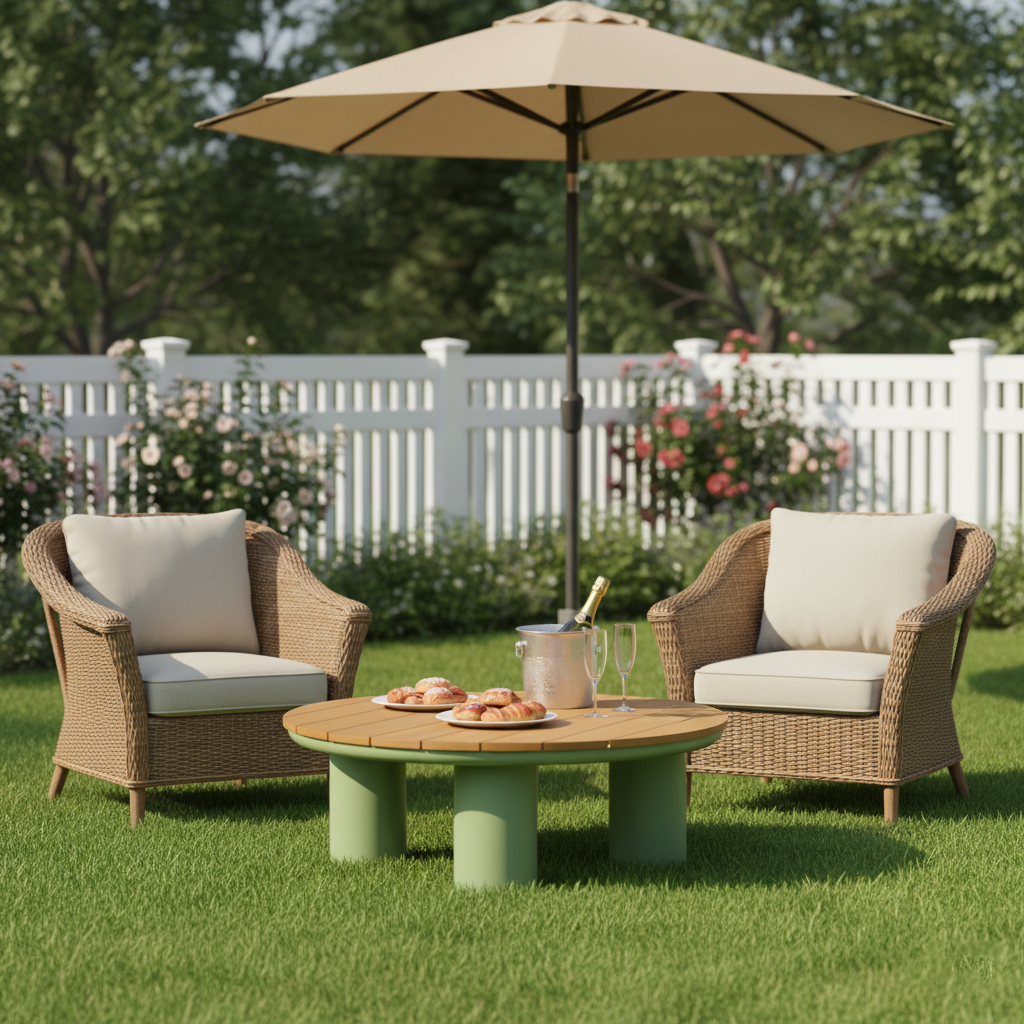 Traditional Solid Teak Wood Top Outdoor Coffee Table - Aluminum Outdoor Table For Outdoor Patio Lumendat