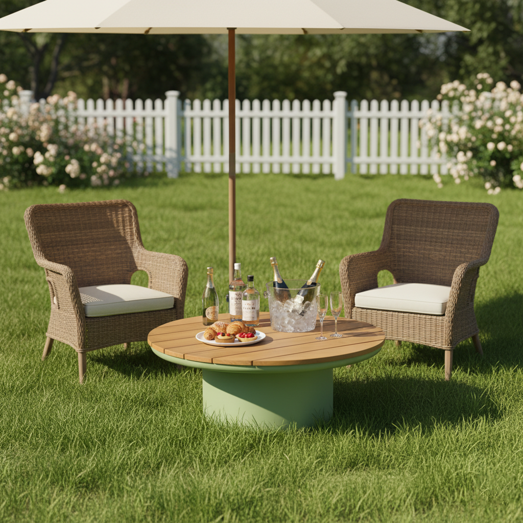 Traditional Solid Teak Wood Top Outdoor Coffee Table - Aluminum Outdoor Table For Outdoor Patio Lumendat