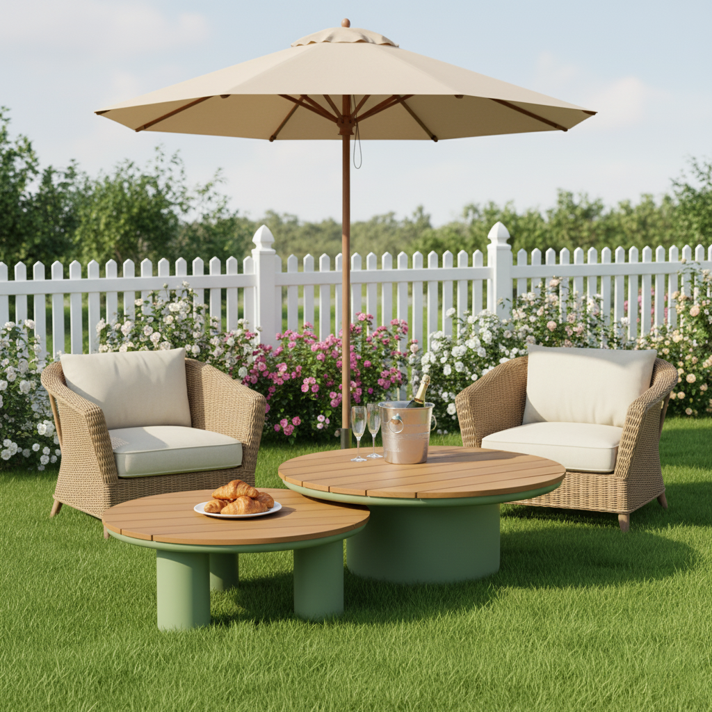 Traditional Solid Teak Wood Top Outdoor Coffee Table - Aluminum Outdoor Table For Outdoor Patio Lumendat