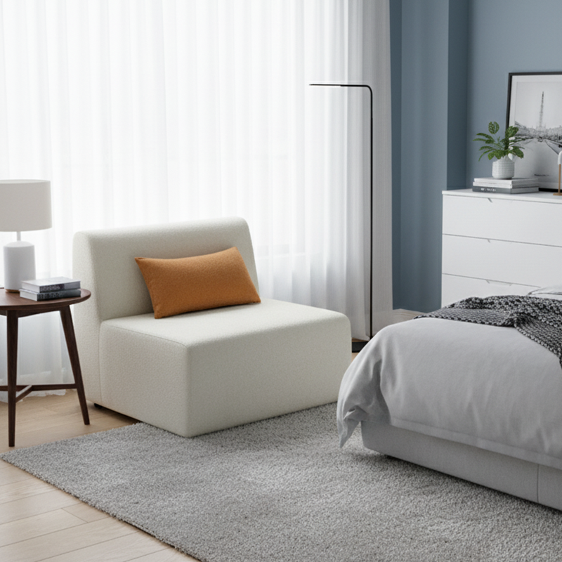 Modern Minimalist Skeletal-Free Single Compression Sofa - Eco-Friendly Formaldehyde-Free Chenille Foam Sofa For Living Room Lumendat