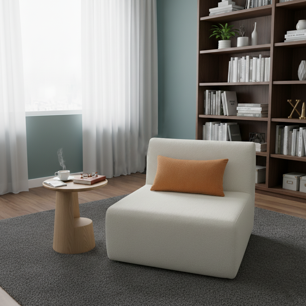 Modern Minimalist Skeletal-Free Single Compression Sofa - Eco-Friendly Formaldehyde-Free Chenille Foam Sofa For Living Room Lumendat