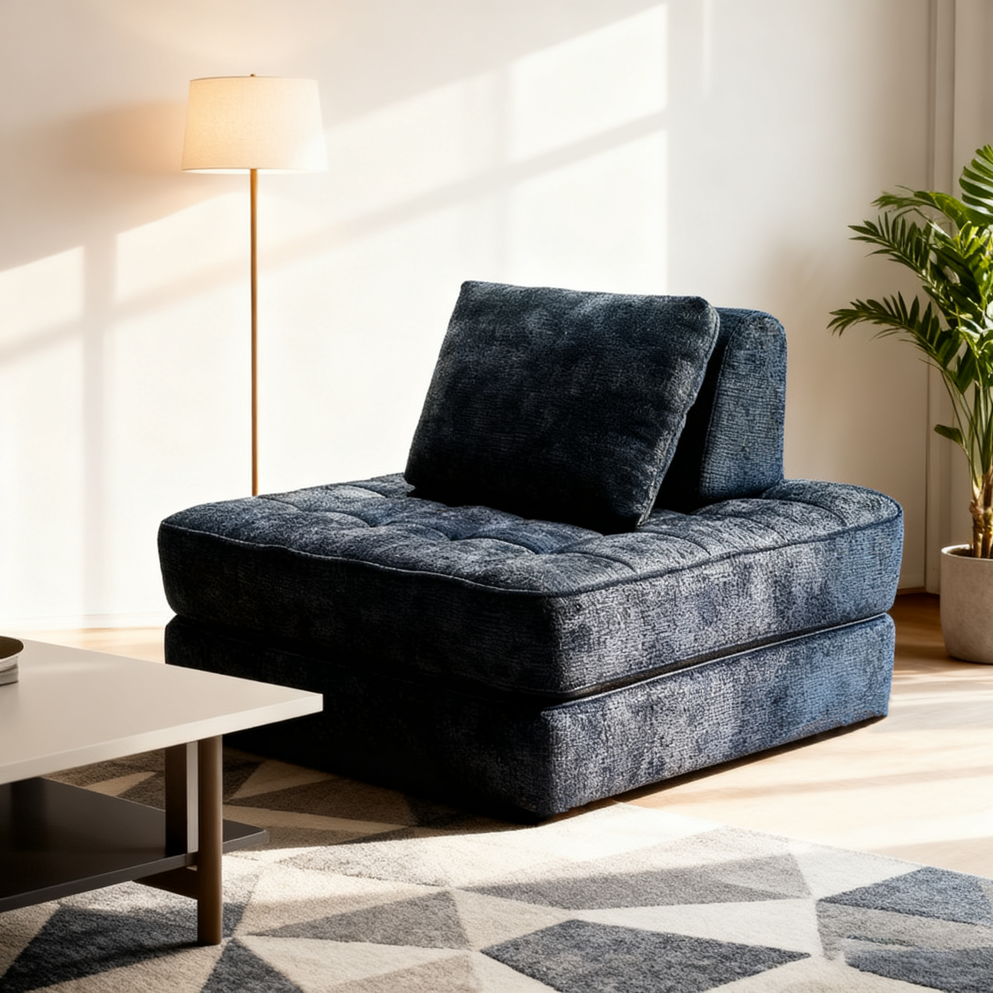 Transformable Shabby Chic Compression Sofa - High-Density High-Resilience Foam Chenille Lounge Chair For Living Room Lumendat