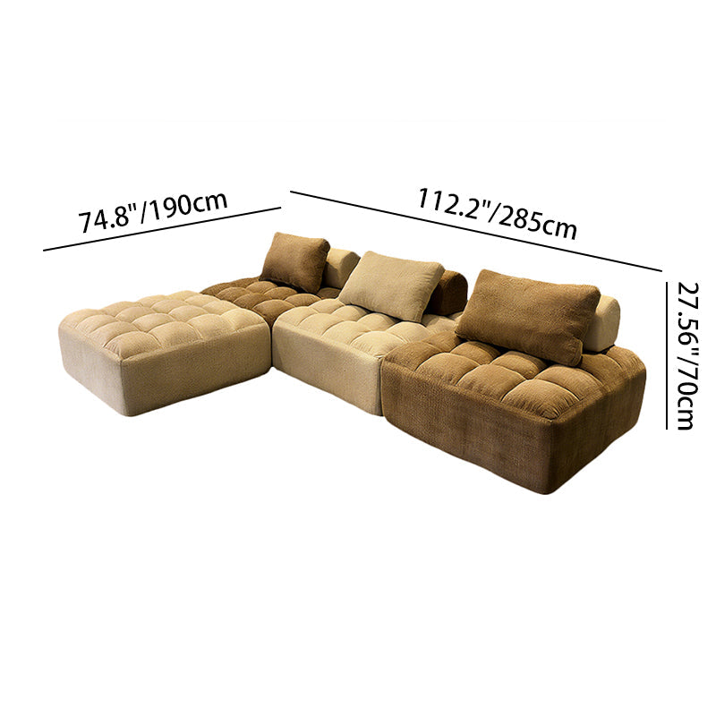 Retro Modular Free-Combination Compression Sectional Sofa - High-Density High-Resilience Foam Chenille Modular Sofa For Living Room Lumendat