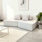 Minimalist Trapezoidal Sectional Compression Sofa - High-Density Rebound Foam Silent Frameless Corduroy Lounge Chair For Living Room Lumendat