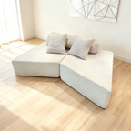 Minimalist Trapezoidal Sectional Compression Sofa - High-Density Rebound Foam Silent Frameless Corduroy Lounge Chair For Living Room Lumendat