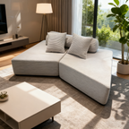 Minimalist Trapezoidal Sectional Compression Sofa - High-Density Rebound Foam Silent Frameless Corduroy Lounge Chair For Living Room Lumendat