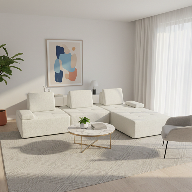 Minimalist Modular Free-Combination Sectional Compression Sofa - High-Resilience Foam Sherpa Modular Sofa For Living Room Lumendat