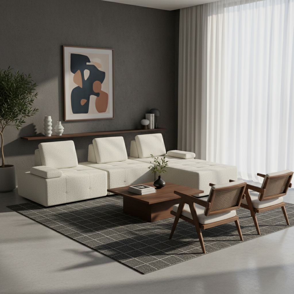 Minimalist Modular Free-Combination Sectional Compression Sofa - High-Resilience Foam Sherpa Modular Sofa For Living Room Lumendat