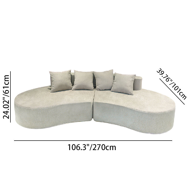 Nordic Dual-Oval Sectional Compression Sofa - Frameless Silent High-Resilience Foam Chenille Lounge Sofa For Living Room Lumendat