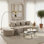 Nordic Dual-Oval Sectional Compression Sofa - Frameless Silent High-Resilience Foam Chenille Lounge Sofa For Living Room Lumendat