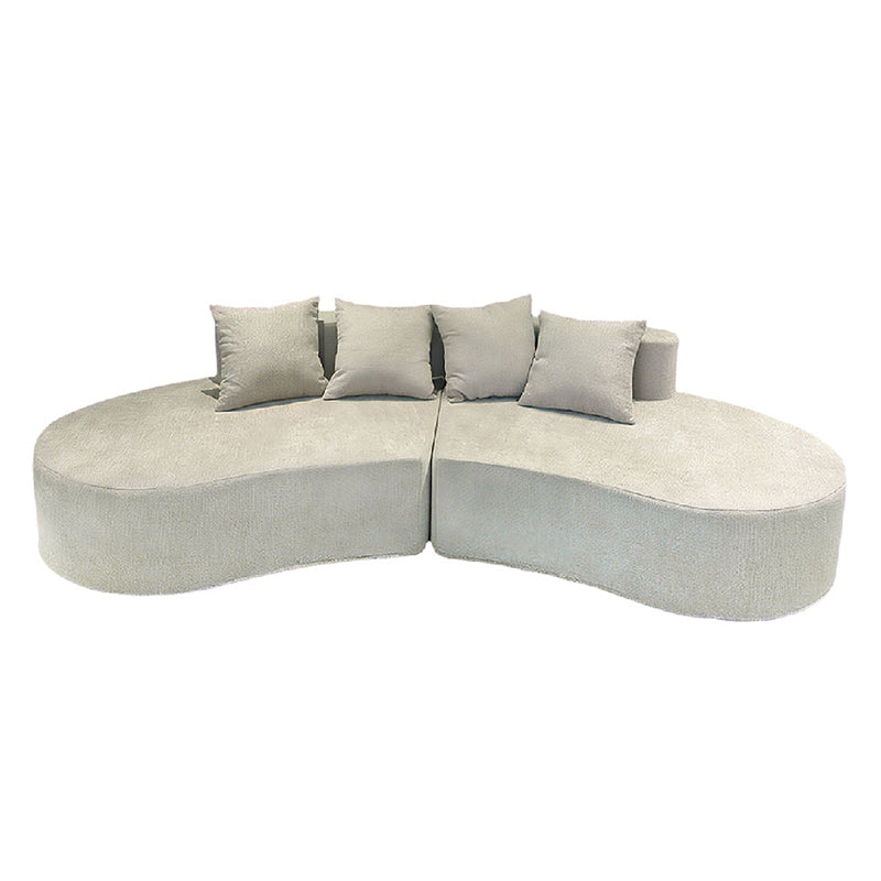 Nordic Dual-Oval Sectional Compression Sofa - Frameless Silent High-Resilience Foam Chenille Lounge Sofa For Living Room Lumendat