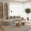Nordic Dual-Oval Sectional Compression Sofa - Frameless Silent High-Resilience Foam Chenille Lounge Sofa For Living Room Lumendat