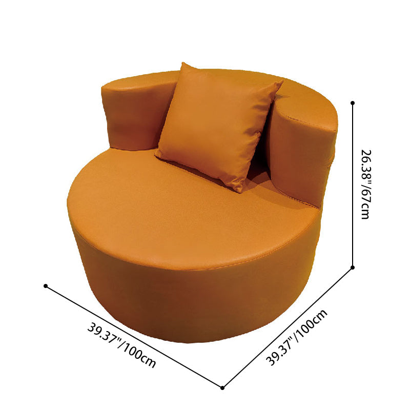 Contemporary Round Leathaire Compressed Sofa - Scandinavian High-Density Sponge Lounge Chair For Living Room Lumendat
