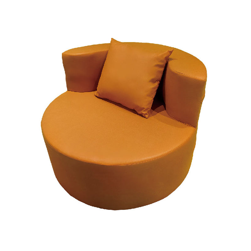 Contemporary Round Leathaire Compressed Sofa - Scandinavian High-Density Sponge Lounge Chair For Living Room Lumendat