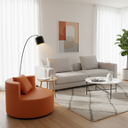Contemporary Round Leathaire Compressed Sofa - Scandinavian High-Density Sponge Lounge Chair For Living Room Lumendat