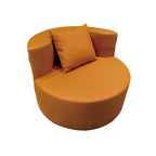 Contemporary Round Leathaire Compressed Sofa - Scandinavian High-Density Sponge Lounge Chair For Living Room Lumendat