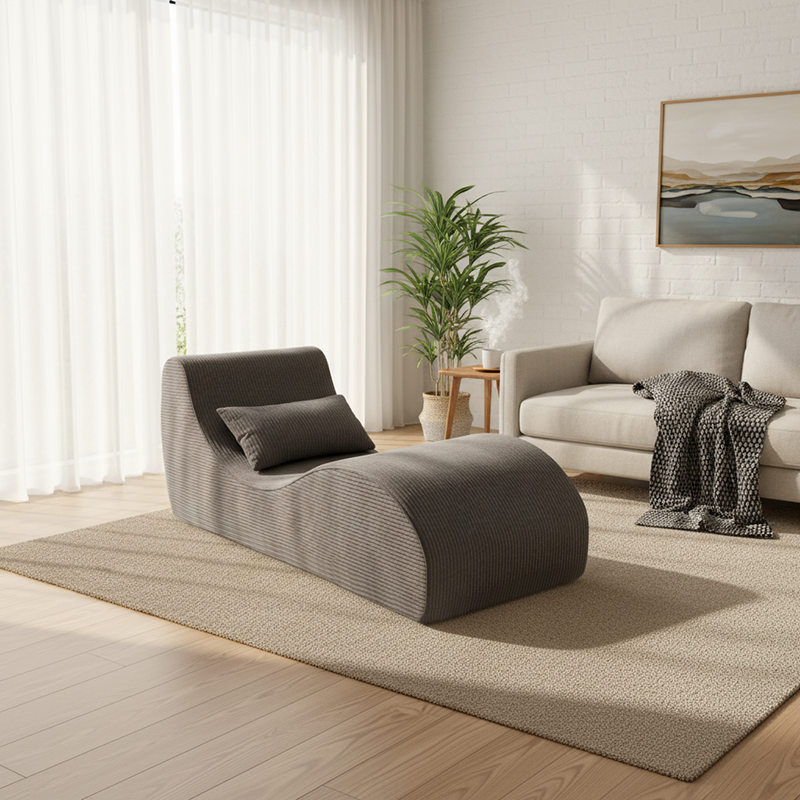 Contemporary Scandinavian Corduroy Compressed Accent Sofa - Wave-Shaped Lounge Chair For Living Room Lumendat