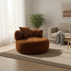 Contemporary Scandinavian Toweling Compressed Single Sofa - Round Circular Accent Chair For Living Room Lumendat