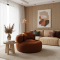 Contemporary Scandinavian Toweling Compressed Single Sofa - Round Circular Accent Chair For Living Room Lumendat