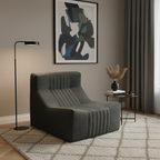 Modern Minimalist Chenille Compressed Single Sofa - Geometric Block Lounge Chair For Living Room Lumendat